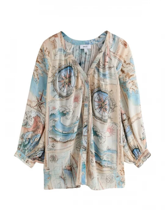 Foto van product Next Blouse lichtbeige / lichtblauw / pasteloranje