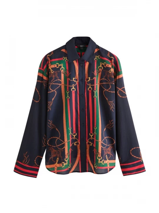 Foto van product Next Blouse navy / cognac / groen / rood