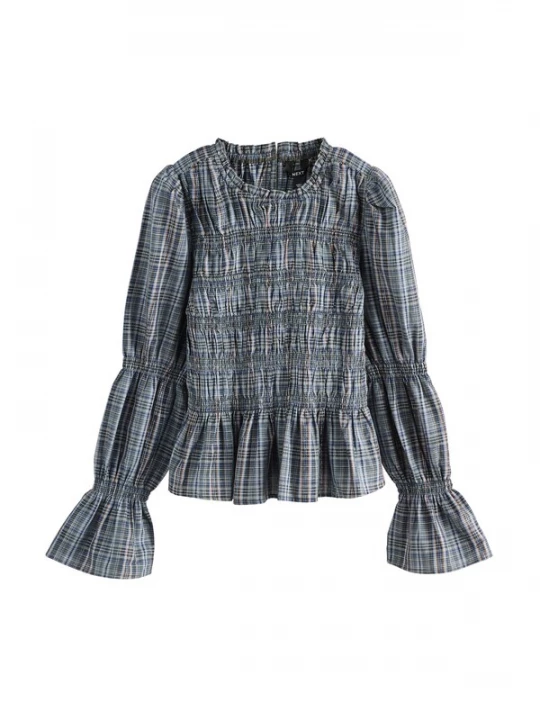 Foto van product Next Blouse smoky blue / donkergrijs / lichtrood / offwhite