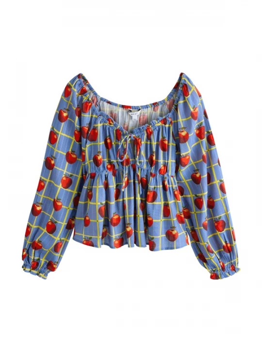 Foto van product Next Blouse smoky blue / lichtgeel / rood / donkerrood