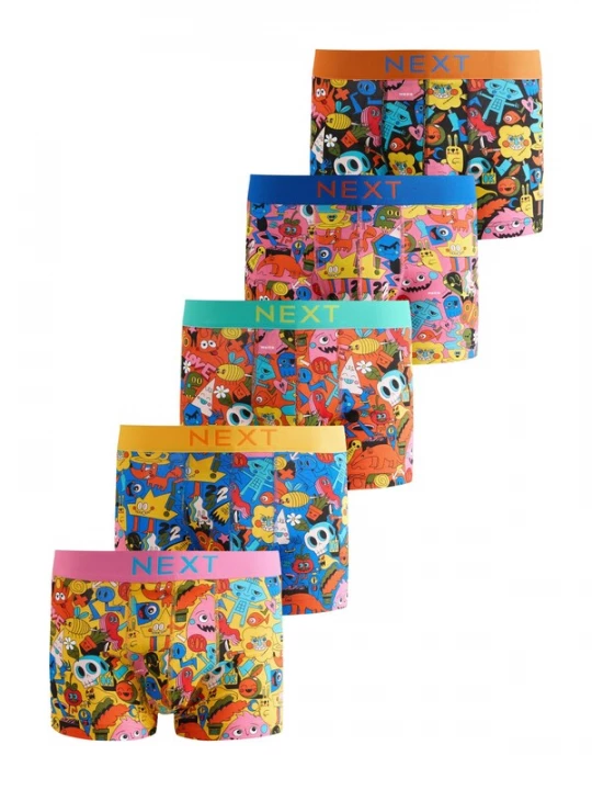 Foto van product Next Boxershorts blauw / donkergeel / oranje / lichtroze / zwart