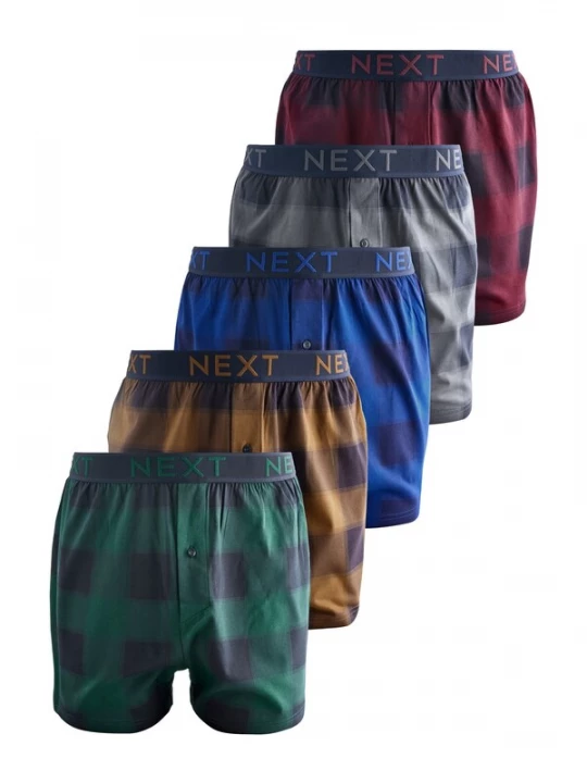 Foto van product Next Boxershorts blauw / karamel / grijs / jade groen / wijnrood