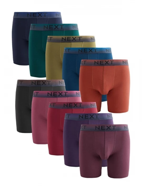 Foto van product Next Boxershorts blauw / navy / donkergrijs / smaragd / kiwi / lila / violetblauw / kreeft / pink / kersrood