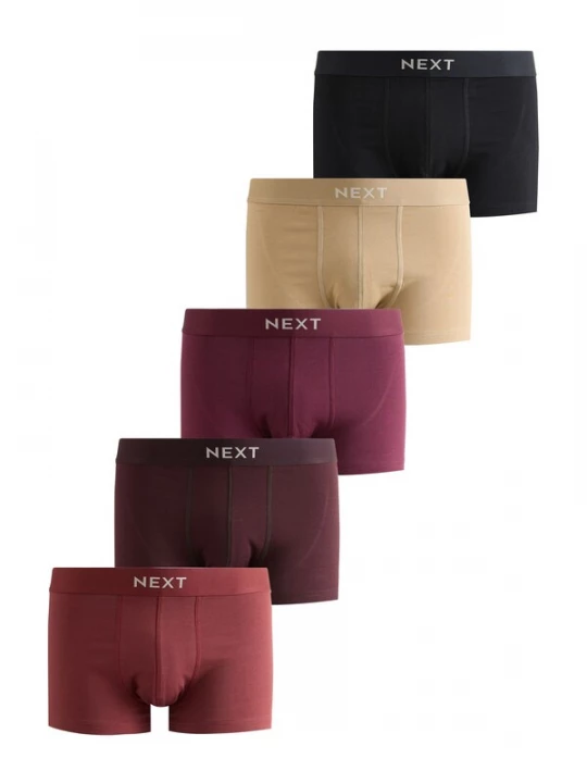 Foto van product Next Boxershorts chamois / bruin / aubergine / kersrood / zwart