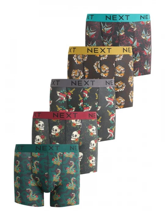 Foto van product Next Boxershorts mosterd / donkergrijs / donkerrood / zwart