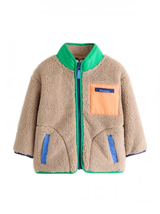Foto van product Next Fleece jas blauw / lichtbruin / groen / lichtoranje