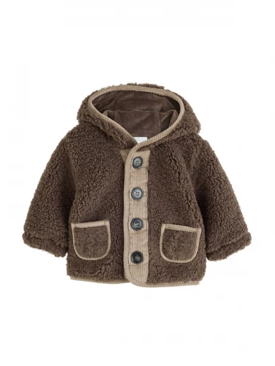 Foto van product Next Fleece jas chocoladebruin / brokaat