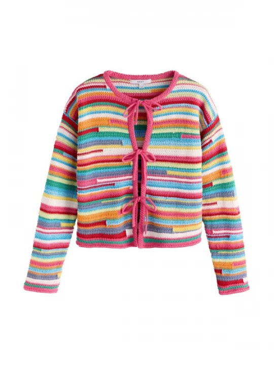 Foto van product Next Gebreid vest lichtblauw / pink / knalrood / wit