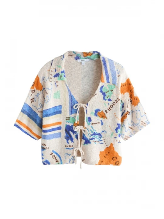 Foto van product Next Gebreid vest turquoise / donkerblauw / donkeroranje / offwhite