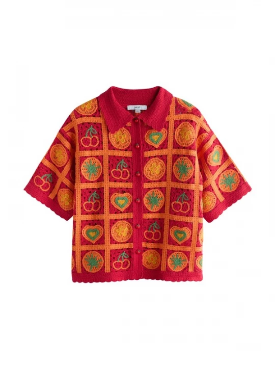 Foto van product Next Gebreid vest geel / groen / oranje / vuurrood