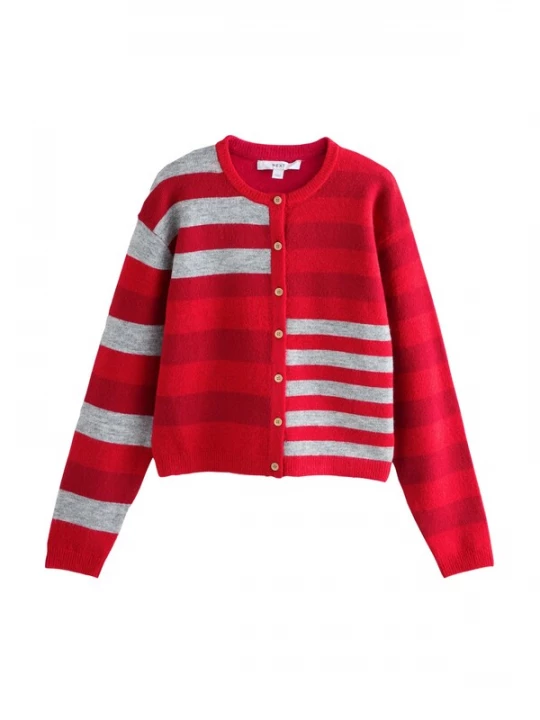Foto van product Next Gebreid vest 'Snoopy' grijs gemêleerd / rood / donkerrood