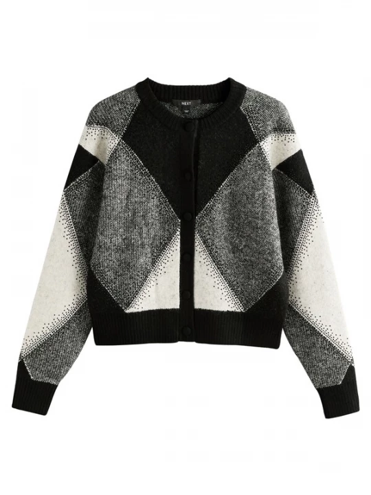 Foto van product Next Gebreid vest grijs / zwart gemêleerd / wit