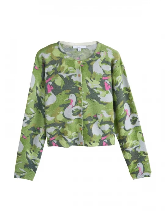 Foto van product Next Gebreid vest lichtgrijs / grasgroen / neonroze