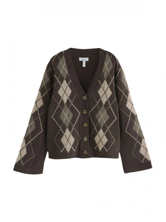 Foto van product Next Gebreid vest 'Premium' lichtbeige / donkerbeige / chocoladebruin