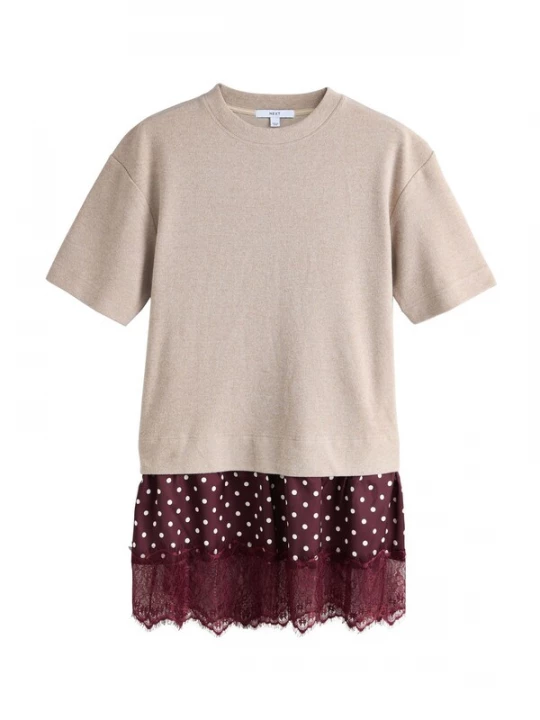 Foto van product Next Jurk beige / wijnrood / wit