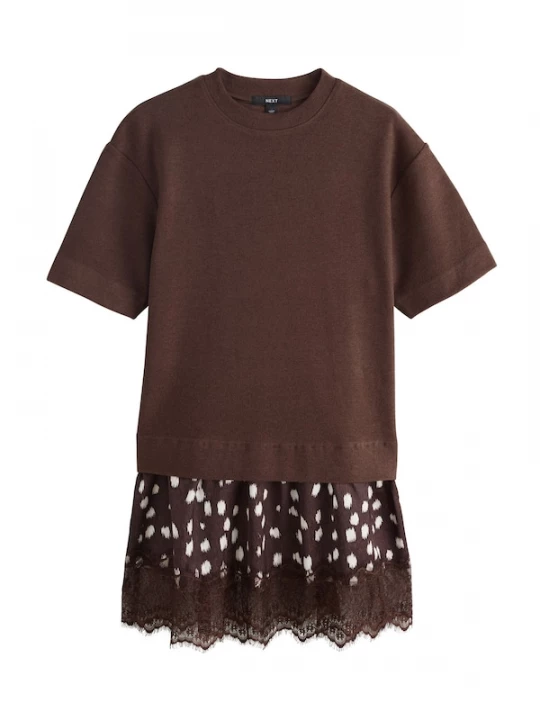 Foto van product Next Jurk chocoladebruin / donkerbruin / wit