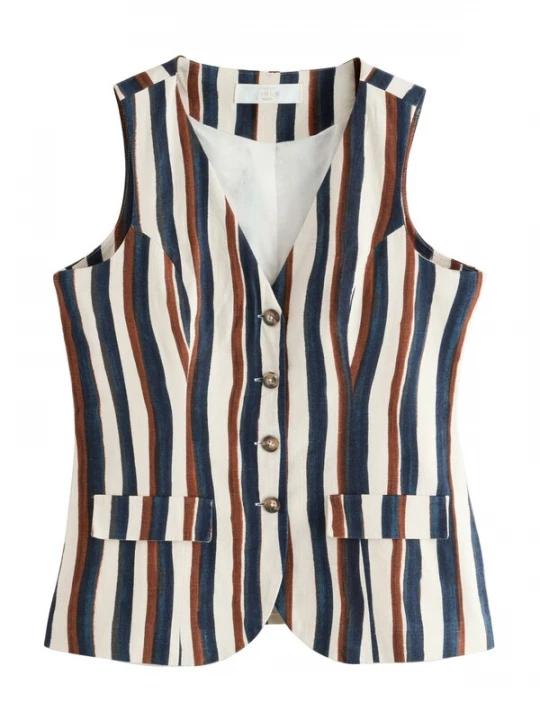 Foto van product Next Gilet navy / chocoladebruin / wit