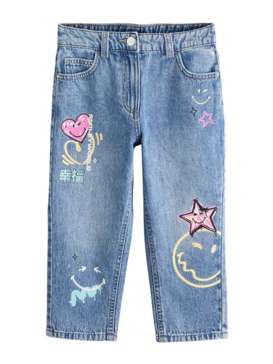 Foto van product Next Jeans blauw denim / lichtgeel / lichtroze / zwart
