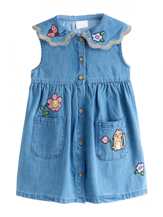 Foto van product Next Jurk blauw denim / geel / groen / rosa