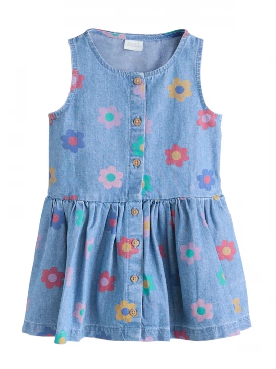 Foto van product Next Jurk blauw denim / geel / lichtgroen / rosa