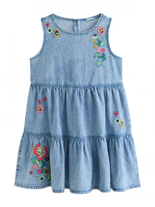 Foto van product Next Jurk blauw denim / lichtgroen / lichtroze / grenadine