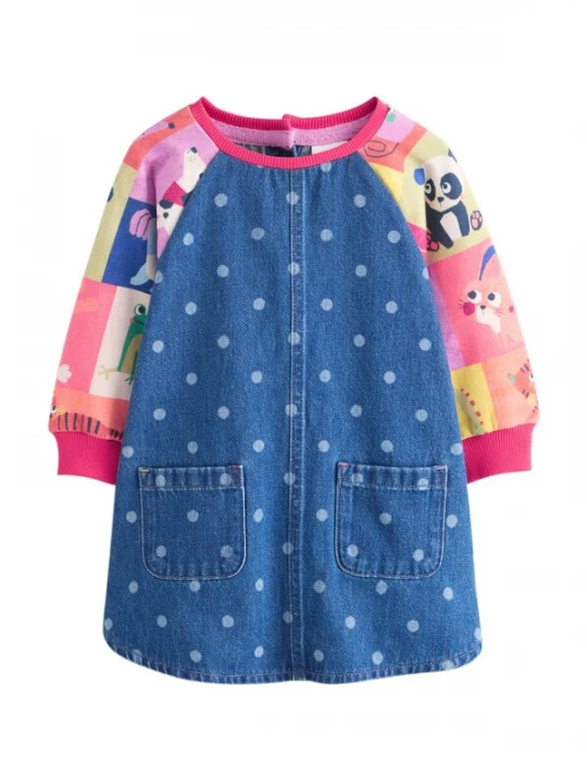 Foto van product Next Jurk blauw denim / pasteelgeel / lavendel / magenta