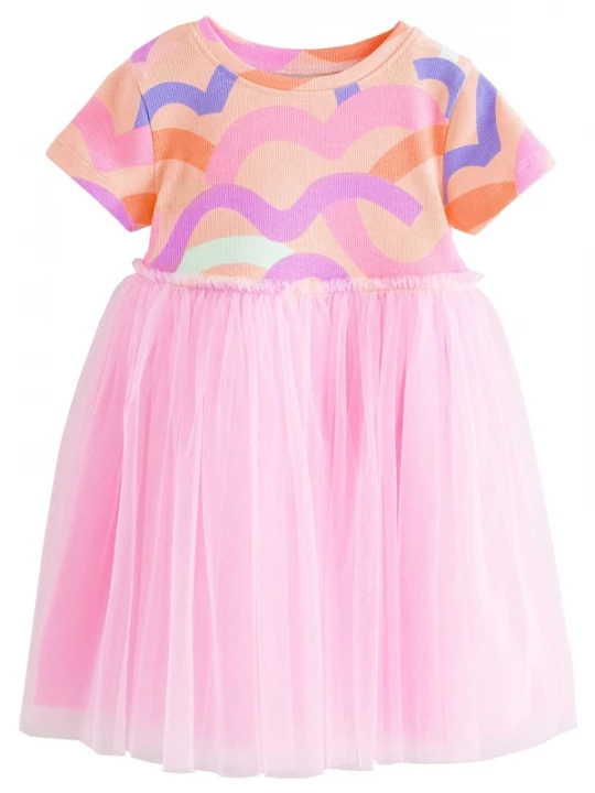 Foto van product Next Jurk blauw / lichtlila / abrikoos / rosa