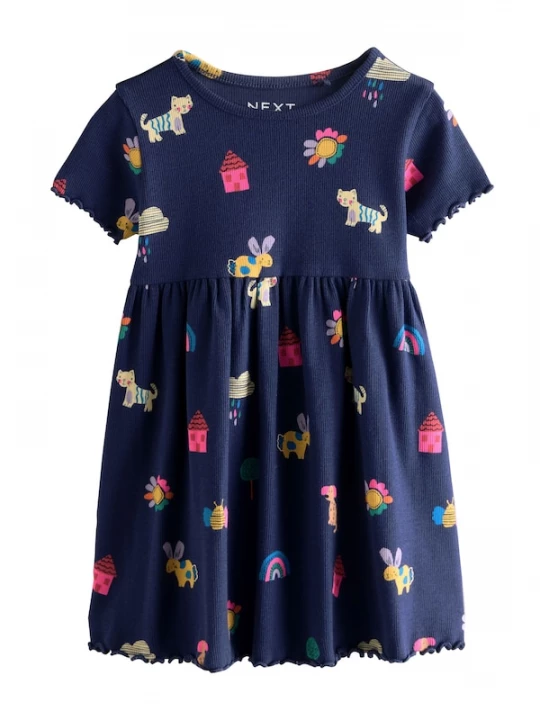 Foto van product Next Jurk blauw / navy / citroen / lichtroze