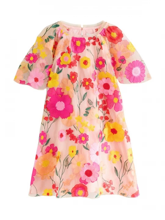 Foto van product Next Jurk geel / donkergroen / rosa / rood