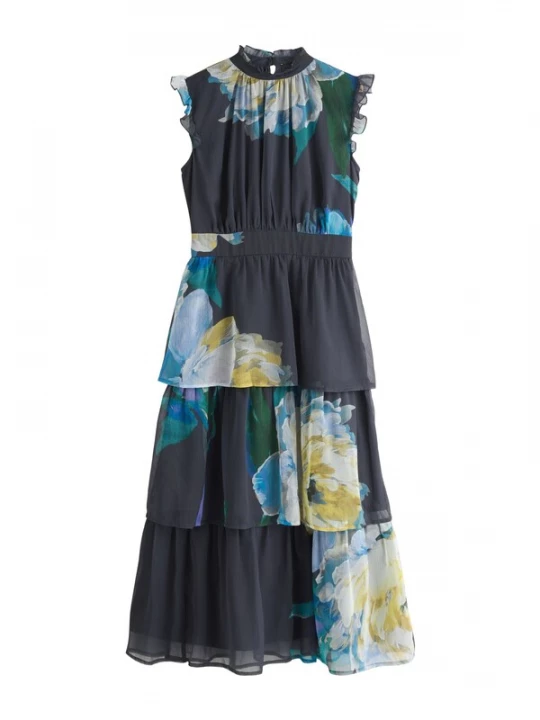 Foto van product Next Jurk navy / aqua / donkergeel / wit