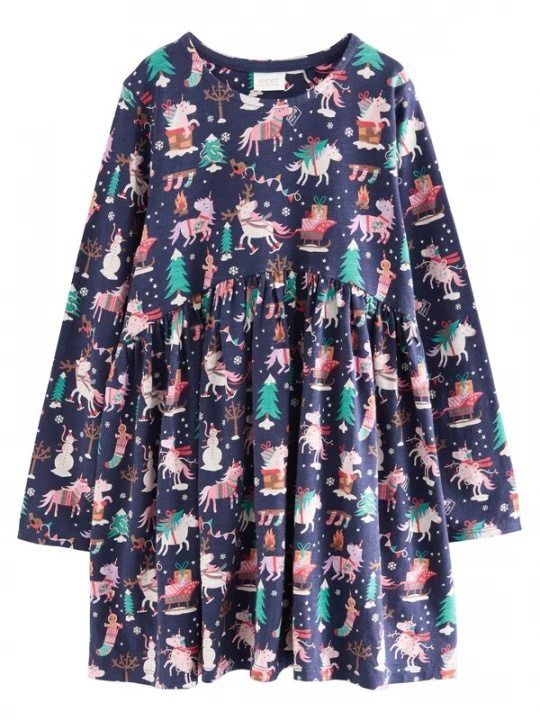 Foto van product Next Jurk navy / turquoise / rosa / wit