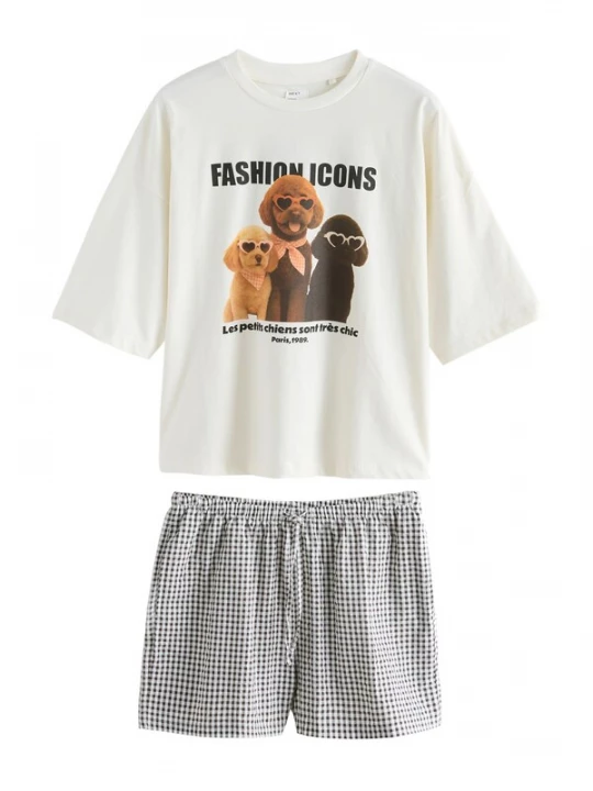 Foto van product Next Korte pyjama antraciet / zwart / wit