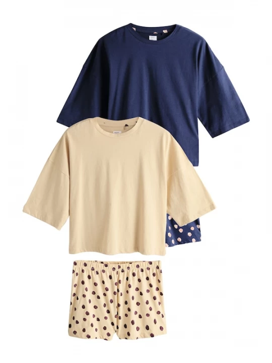 Foto van product Next Korte pyjama beige / navy / aubergine / oudroze