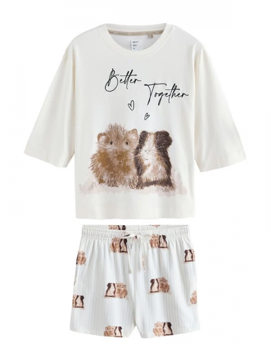 Foto van product Next Korte pyjama bruin / donkerbruin / wit
