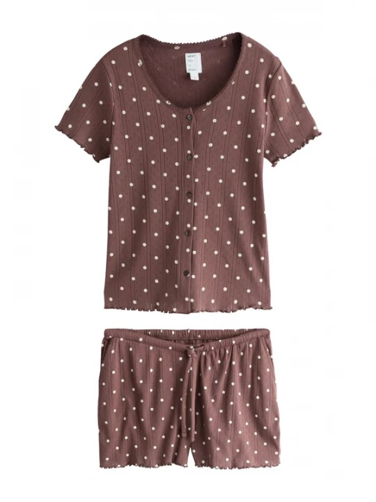 Foto van product Next Korte pyjama chocoladebruin / wit