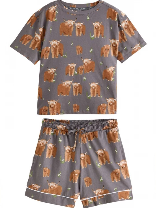 Foto van product Next Korte pyjama cognac / aardetinten / groen / wit