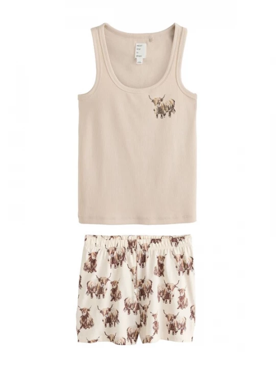 Foto van product Next Korte pyjama crème / taupe / bruin / donkerbruin