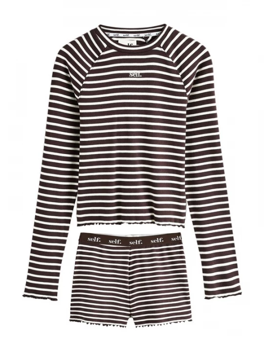 Foto van product Next Korte pyjama donkerbruin / offwhite