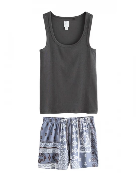 Foto van product Next Korte pyjama duifblauw / antraciet / aubergine / wit