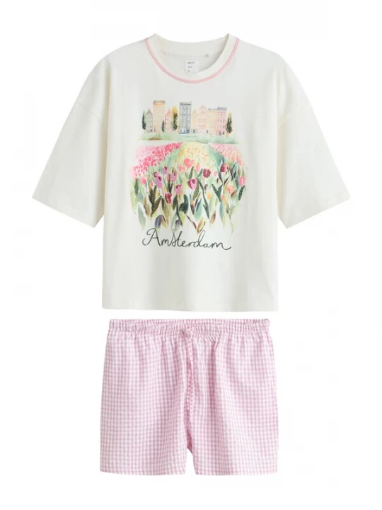Foto van product Next Korte pyjama groen / rosa / lichtroze / natuurwit