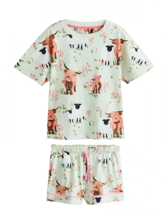 Foto van product Next Korte pyjama lichtbruin / pastelgroen / pitaja roze / zwart