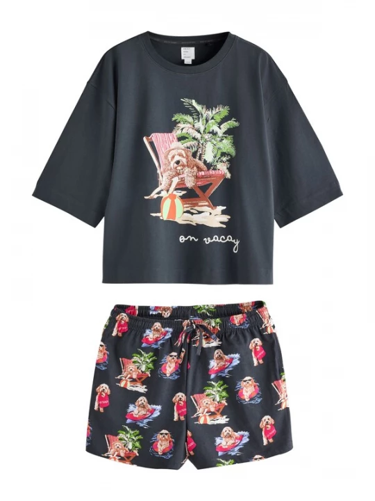 Foto van product Next Korte pyjama marine / karamel / groen / rood