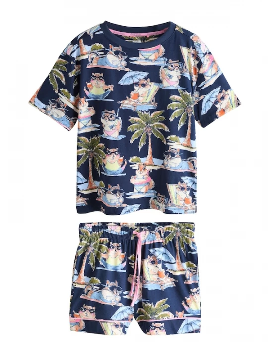 Foto van product Next Korte pyjama navy / lichtblauw / olijfgroen / oudroze