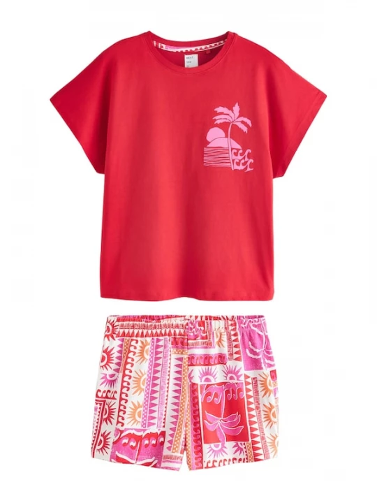 Foto van product Next Korte pyjama oranje / lichtroze / knalrood / wit