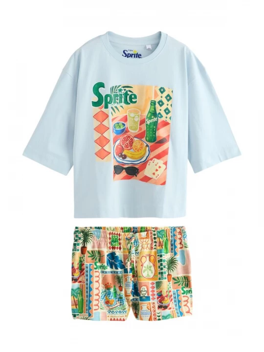 Foto van product Next Korte pyjama pastelblauw / geel / groen / oranje