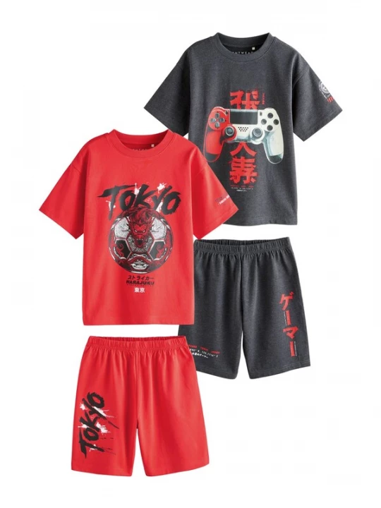 Foto van product Next Nachtkledij antraciet / rood / zwart / wit
