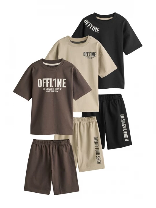 Foto van product Next Nachtkledij chocoladebruin / taupe / zwart / wit