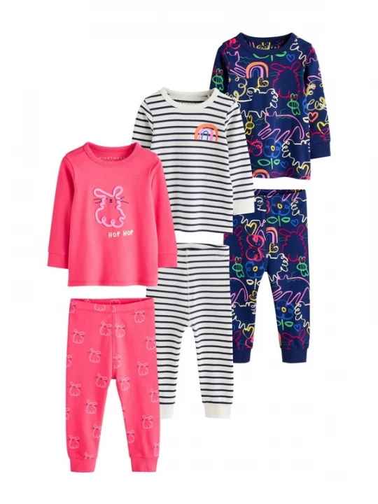 Foto van product Next Nachtkledij donkerblauw / geel / pink / wit