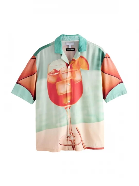 Foto van product Next Overhemd cyaan blauw / pastelblauw / oranje / rood