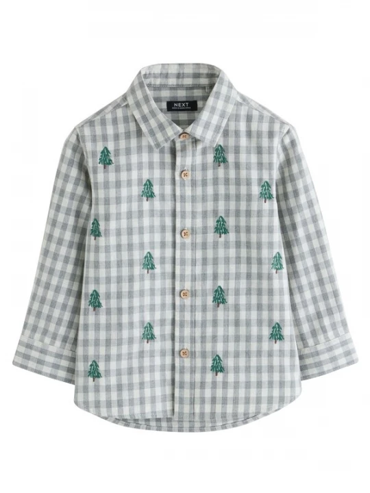 Foto van product Next Overhemd donkergrijs / groen / wit